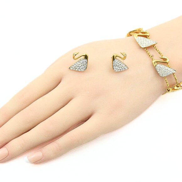 Splendid SWAROVSKI Crystals Swan Bracelet Earrings Set - Picture 2 of 7